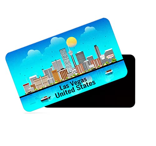 Image of dhcrafts Rectangular Rubber Fridge Magnet /Magnetic Card Blue United States Las Vegas Design Pack of 1 (8.6cm x 5.4cm)