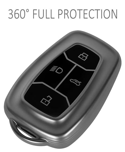 Image of JVCV Soft Matte Finish TPU Cover Compatible with Tata Nexon, Harrier, Tiago EV, Altroz, Tigor, Safari, Nexon EV, Punch, Punch EV 4 Button Smart Key | Shockproof Slim Fit Case (Gunmetal Grey)
