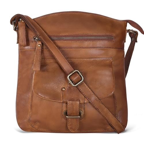 Oak Leathers Leather Crossbody Bag For Women With Adjustable Sling Strap – Medium Size Crossover Shoulder Handbag Purse