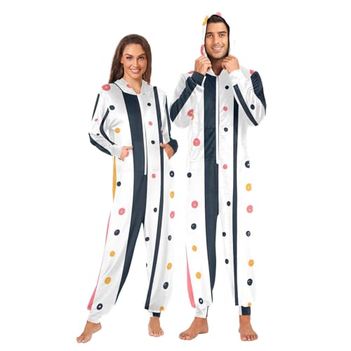 Pijama de una pieza blanco con capucha y cremallera en forro polar de rayas 4