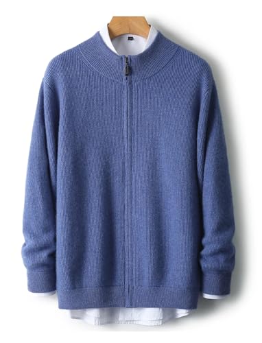 Men's Full Zip Cardigan Sweaters Casual Stand Collar Slim Fit Long Sleeve Knitted Sweater Solid Color Warm Mens Sweater2