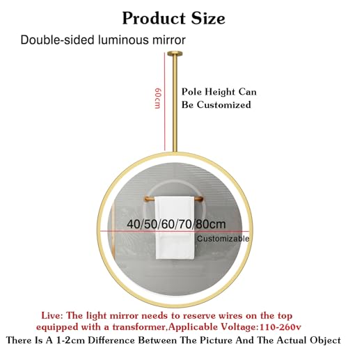 Miroir LED double face à intensité variable et luminosité réglable