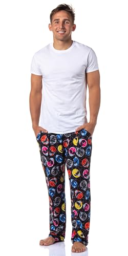 Power Rangers Mens' Tossed Print Red Pink Black Yellow Helmet Character Pajama Pants2
