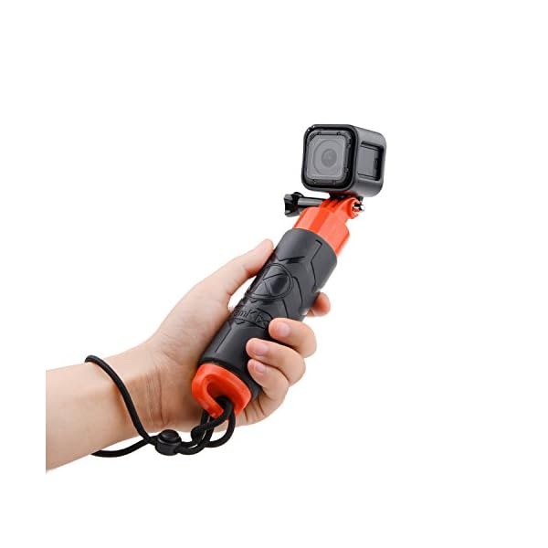 Luxus Schwimmender Handgriff/Schwimmer für GoPro Hero/hohler Innenraum für die Aufbewahrung von Kleinteilen/Strukturierte Silikon Beschichtung am Griff/Stativschraube und Sicherungsband – Bild 6