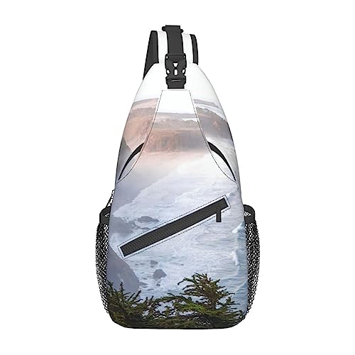 Sac à dos à bandoulière Mountain And Sea noir décontracté et unisexe