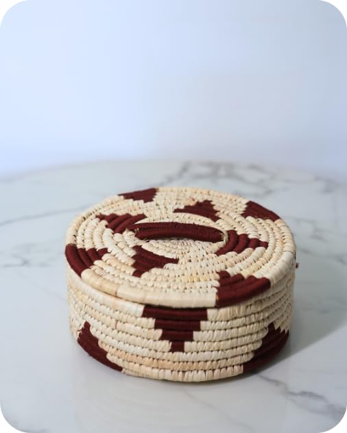 Swadeh Sabai Grass Serveware - The Dough Dome Roti Box (9 inch by 3 inch): Handwoven Eco-Friendly Maroon Roti Basket, Lightweight & Durable Sustainable Dining Essential by Indian Artisans 2
