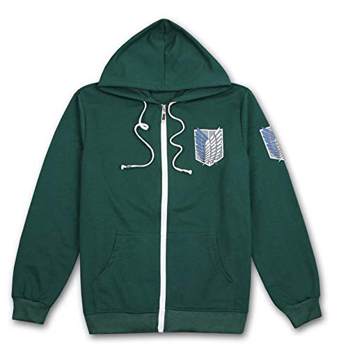 HiRudolph Attack On Titan Shingeki no Kyojin Scouting Legión Sudadera con Capucha Capa Jersey Cosplay, Verde