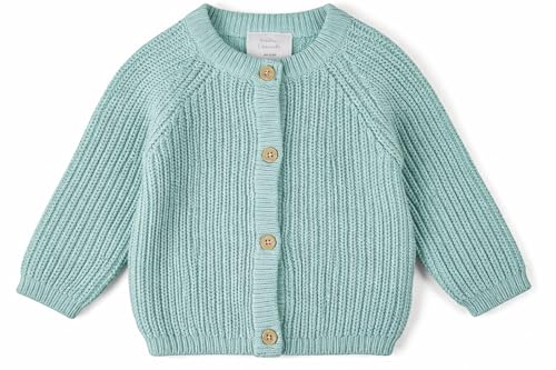 Stellou & friends Cardigan-Strickjacke für Mädchen und Jungen | Hochwertige Baby-Kleidung aus 100% Baumwolle | Gr. 86/92 - Pistachio Green Melange
