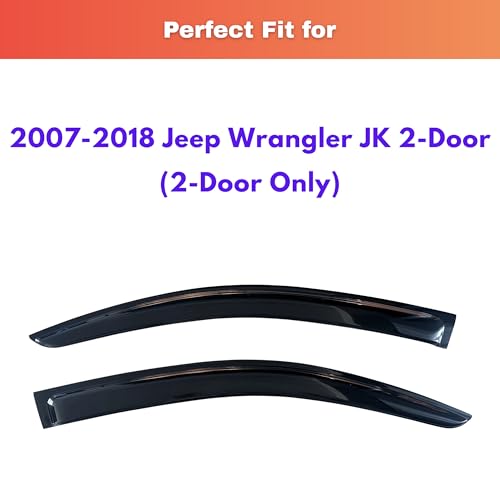 Image of KPY Rain Guards Fit for 2007-2018 Jeep Wrangler JK (2-Door), Out-Channel Window Visors Vent Wind Deflectors 2PC, Car Accessories for 07-18 Wrangler JK (2-Door Only)