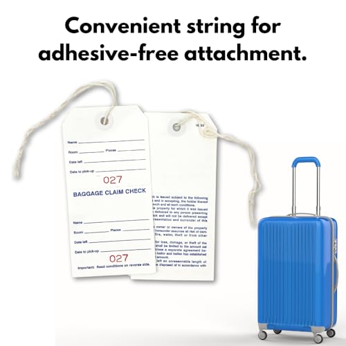 Hotel Luggage Claim Tag with String, Serial Numbering, and Perforated Claim Ticket – Blank White Disposable Bag Tags for Hotel and Motel Bag Storage (Set of 1000) - Image 5