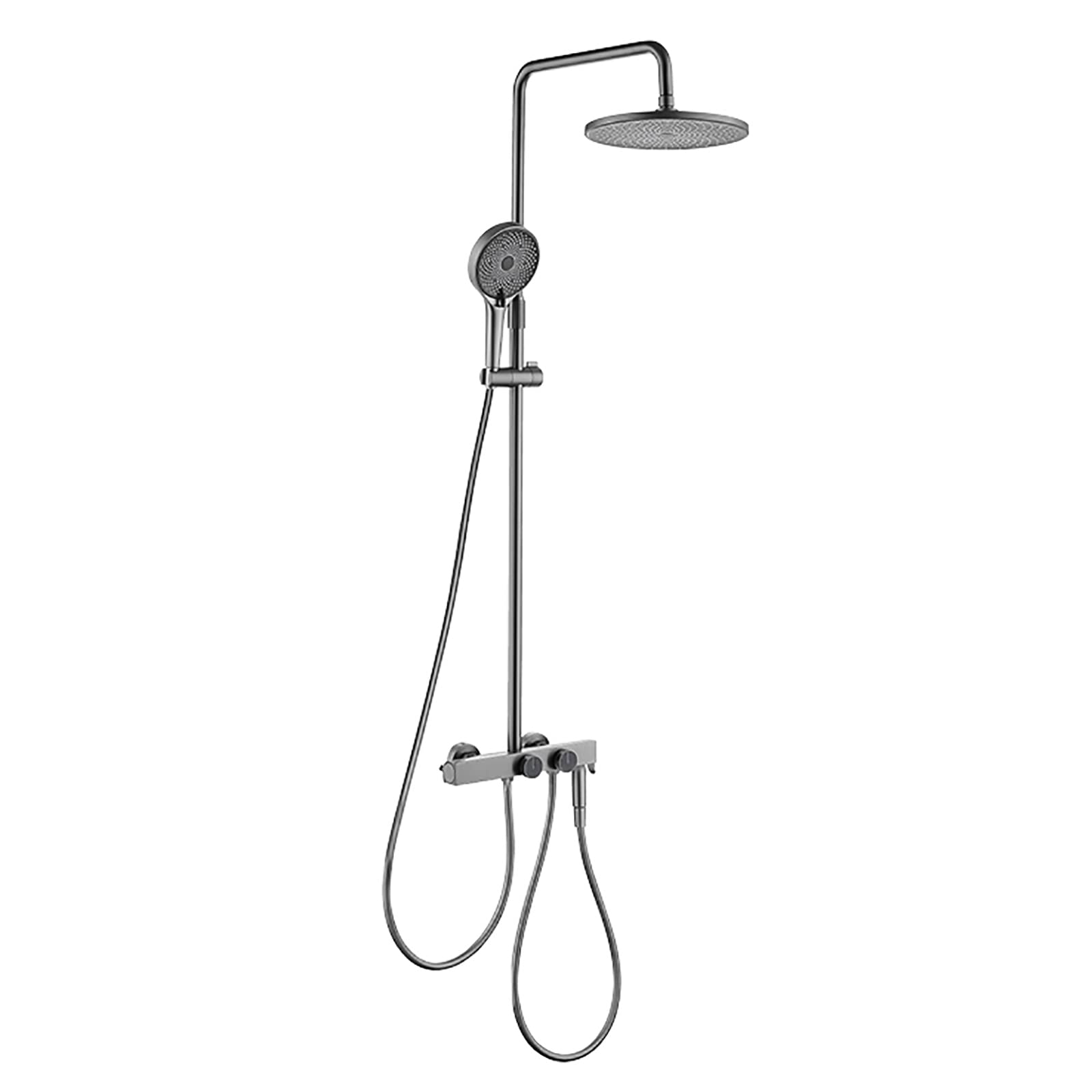 SWENEEN Handheld Showershower System,Thermostatic Shower Faucet Set,Wall Mounted Shower Combination Set,12 Inch Rain Shower Head With Tub Spout,Hand Shower,Bidet Sprayer,White,Gun Grey