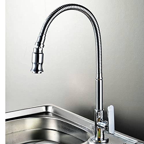 Rubinetti, Rubinetto per lavello da Cucina per Bar Agriturismo Commerciale, Cucina con Maniglia Singola Ruota di 360 Gradi Qualsiasi, Rubinetto Pieghevole per Acqua Fredda da Cucina
