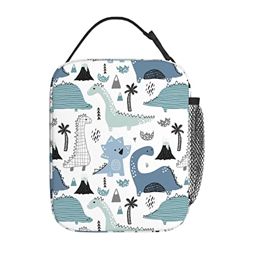 YETTA YANG Cute Dino Dinosaur Portable Lunch Bag Insulated Lunch Box Reusable Totes For Women Men Work Picnic Camping
