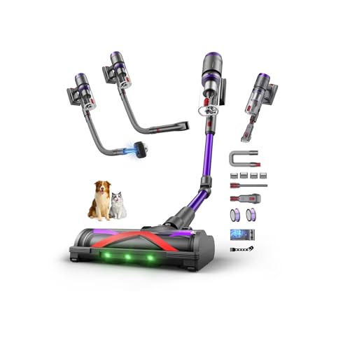 Circlio Aspiradora Sin Cable 58000Pa/600W/75Min, Escoba Aspiradora sin Cable con Manguera Extensible de 1m, Srotolatore di Peli di Animali, Cortapelos Eléctrico, para Suelo/Alfombra/Pelo de Animal