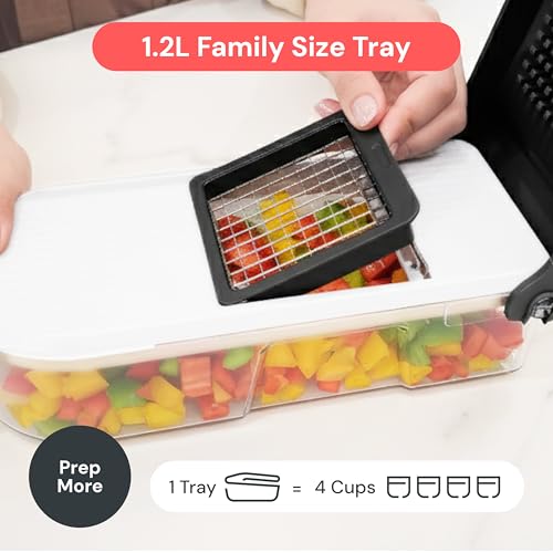 Fullstar Mandoline Slicer for Kitchen - Vegetable Chopper, Onion Potato Food Veggie Fruit Slicer and Cutter with Container, Kitchen Gadgets & Accessories, Home Essentials (6-in-1, White/Black)