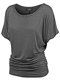 MBJ WT817 Womens Dolman Drape Top with Side Shirring L Heather_Charcoal