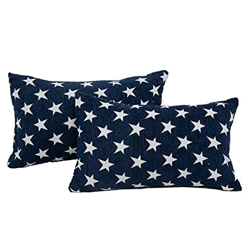 La mejor selección de Accesorios textiles del hogar los preferidos por los clientes. 50 Sunday Praise Juego De 2 Fundas De Almohada Decorativas De Chenilla Suave con Diseño Geométrico De Estrellas, Funda De Cojín Obong para Sofá, Cama, Coche, 30 X 50 Cm (Azul)