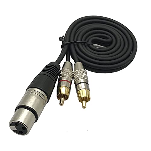 MMNNE 3.3FT XLR Female to 2 x Phono RCA Plug Adapter Y Splitter Patch Cable, XLR Female 3 Pin to Dual RCA Male Plug Stereo Audio Cable Connector