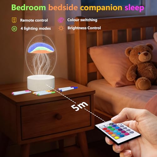 Lámpara nocturna de arte DIY medusa 3D LED con control remoto miniatura 6