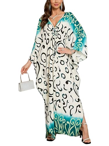 Image of KEYLORTING Plus Size Kaftan Dress Women, African Moo Moo Print Caftan, Batwing Dress, Beach Cover Up for Party and Loungewear