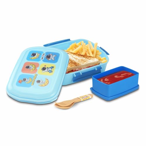 Image of Nayasa On The Go DLX Small Lunch Box, Leakproof, Durable - Perfect for School Kids, Blue