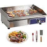 TANGZON Commercial Electric Griddle, 2800W Countertop Flat Top BBQ Grill - 55x35cm Cast Iron Plate, Stainless Steel, Adjustable Temperature 50-300°C, for Home Catering Kitchen Burger Bacon Steak