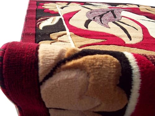 Image of Soft Thick Geometric Acrylic Washable Anti Skid Carpet. for Living Room Bedroom. Hall Size 6 x 8 feet (150X210 Cm) RED D38