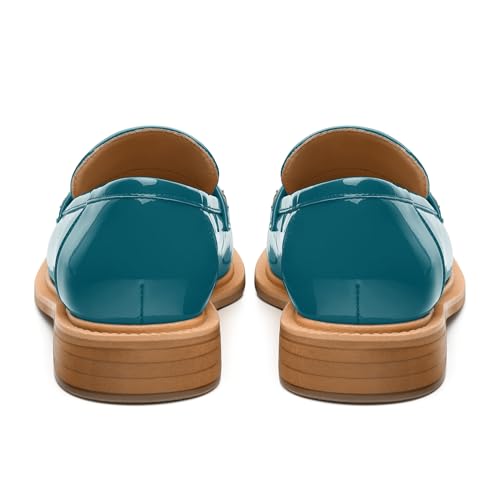 Image of JUSTDANNI Loafers for Women Slip On Shoes with Round Toe 1.2-Inch Low Chunky Block Heel Patent Comfortable Casual Dress Pump Shoes for Wedding Party Work Shopping Dating