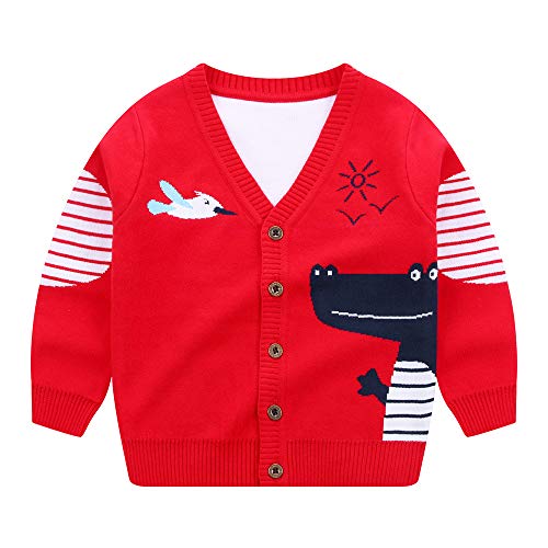 Toddler Boys Dinosaur Knit Cardigan Sweaters Jacket Crochet Pullover Sweatshirt Spring Autumn Tops Waistcoat 1-7Y