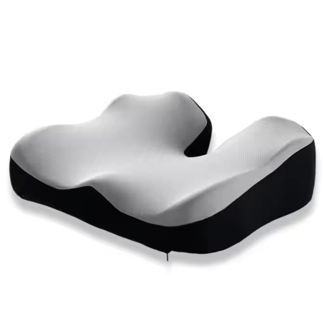 MIA - Cojín ergonomico Silla Oficina | Cojin Silla Ruedas antiescaras | Cojin Asiento de Coche Dolor Lumbar y hemorroides de Espuma Viscoelastico, Funda Lavable
