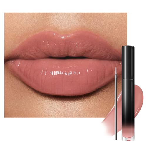 Image of evpct Coral Pink Shiny Longwear No-Budge Liquid Lip Color Lipstick Makeup, Highly Pigmented Color Instant Shine, Waterproof Long Lasting Lipstick for Women, Lip Stain Gloss with Lip Liner Brush, 03#