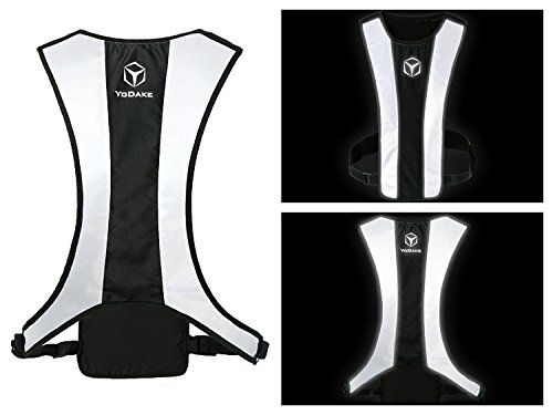 YODAKE Fashion Reflective Safety Vest of Unique Design with Pocket for Running and Walking Etc. - Large Area Reflective, Lightweight & High Visibility Night Running Vests