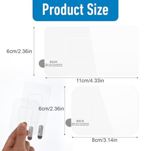 YUXIANLB 12 Stück Elektrostatische Windschutzscheibenfolie für Dashcam Transparente PET-Aufkleber zum Schutz vor Kratzern Antistatische Klebefolie Kompatibel Einfache Installation Entfernung