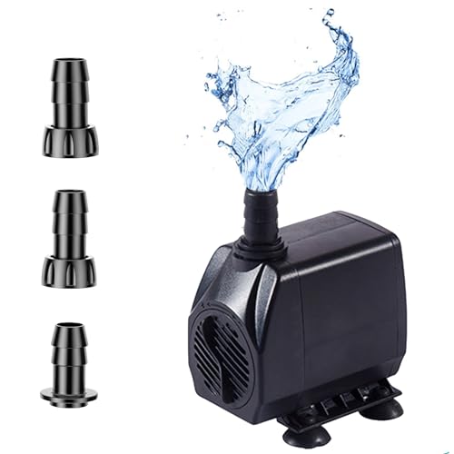 Bomba para fuente, 35 W 2200 L/H, bomba de agua ultra silenciosa con filtro, bomba sumergible con 3 boquillas de 13 mm, 16 mm y 19 mm para estanques pequeños, jardines, estanques, fuentes y acuarios