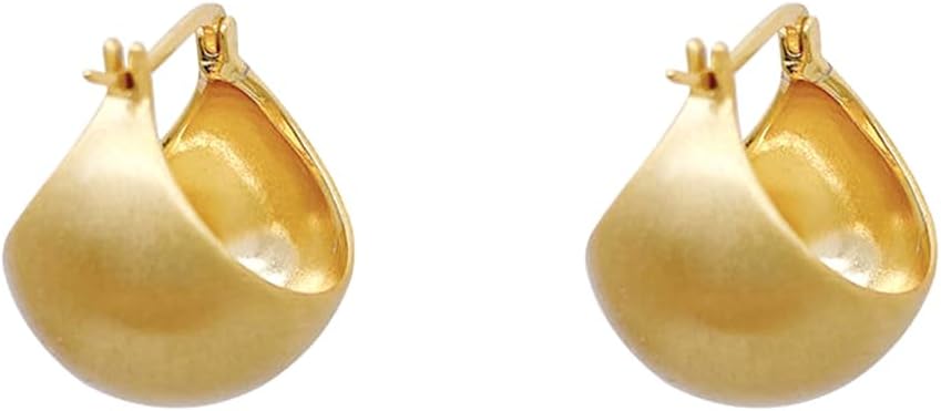 Metal Brushed Frosted Ball Earrings Chunky Semi Open Ball Earrings for Women Gold Silver Hoop Earrings