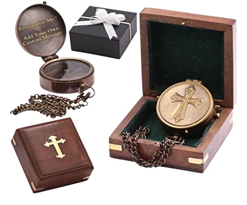 RII Solid Brass Compass Personalised Gifts for Men with Engraved Message, Graduation Day Gifts for Men, Birthday Gifts for Men/Boys, Father to Son Gifts, Romantic Gifts