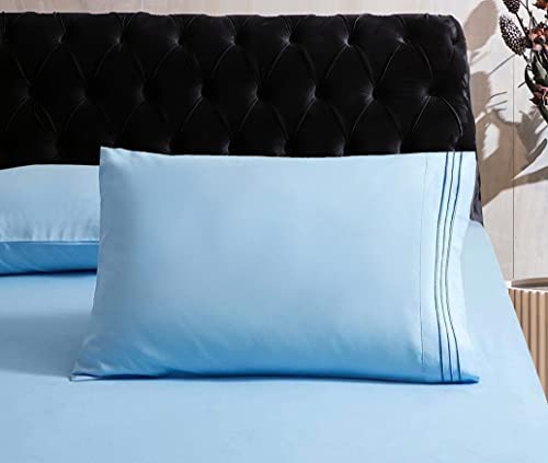 Image of Mocassi Hotel Luxury 1800 Thread Count Bedding Pillowcases King Size Set of 2 - Pillow Covers - Pillow Protector - Cooling Pillowcases (Set of 2 King Size 20 inch x 40 inch, Aqua Blue)