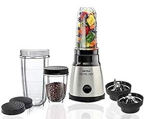 LEE STAR Le-809 Portable Electric Mixer Blender Grinder Machine With Heavy Duty Motor, 2 Jar & Seasoning Cap For Smoothies Dry Fruit Shakes, Mocktails Dry Wet Grinding, Black, 400Watts