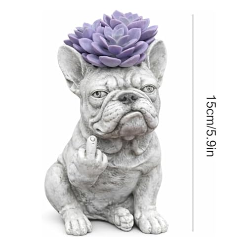 Statue de chien grincheux pot de fleurs extérieur intérieur design - 3