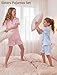 Mikrdoo Tween Girls Pajamas Elegant Silky Satin 2 Piece Fashion Summer Cute PJs, Baby Pink,Size 10 Years