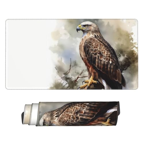 Tapis de souris de jeu aquarelle Hawk 40,6x74,9 cm antidérapant