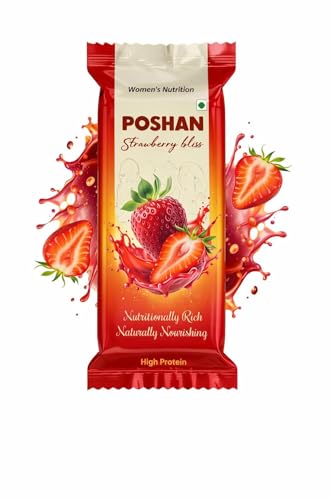 Image of POSHAN Women's Strawberry Nutrition Protein Bar, 40 g | 8g Protein with 4G Fiber |No Added Sugar, 100% Vegetarian & Gluten-Free| Made with Dates, Ragi and Superfoods|No Trans Fat |Pack of 3