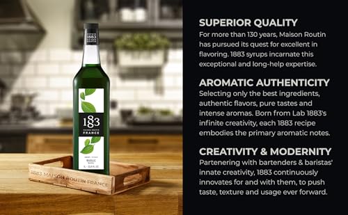 Image of 1883 Basil Syrup for Drinks, Made in France, 1 Liter Glass Bottle