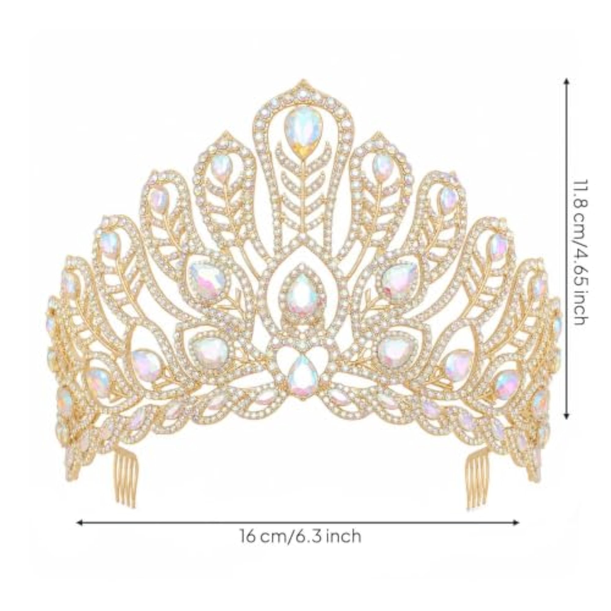 Rhinestone Bridal Headpiece with Combs, Gold