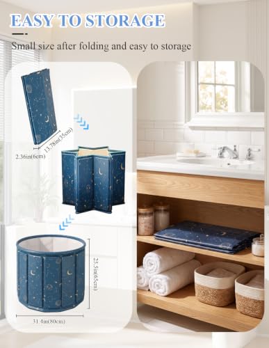 Miniatura 3 de Ayes Bañera Plegable Para Adultos, Bañera De Hielo Portátil Para Entrenamiento De Terapia De Agua Fría, Bañera De Buceo Al Aire Libre, Bañera Independiente Para Ducha, Spa Y Sauna Azul Planeta, 80 Cm