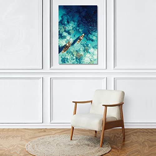 Image of RANGOLI 100% Cotton Stretched Canvas Painting 400 GSM, Framed Boat in Sea Canvas Abstract Wall Art for Living Room, 3D Paintings for Wall Decor (18 x 30 Inch With Frame)