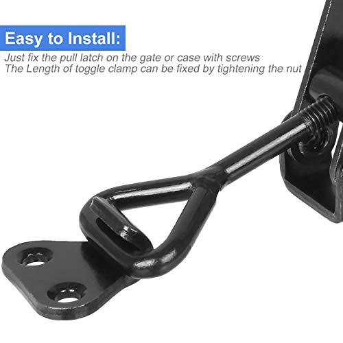 Black Toggle Latch Clamp, 6Pcs Heavy Duty Adjustable Toggle Clamp, 550lbs Holding Capacity Smoker Door Latch, Metal Pull Latch for Box, Gate, Cabinet, Case - Image 4