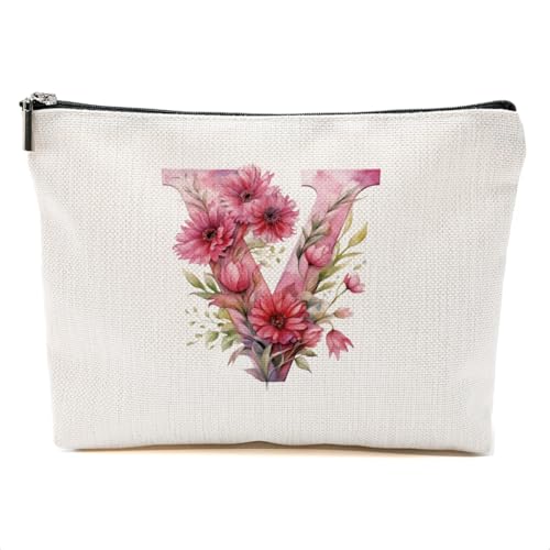 DHKG Initial Makeup Bag, Monogrammed Gifts for Women Teacher Bride Mom
