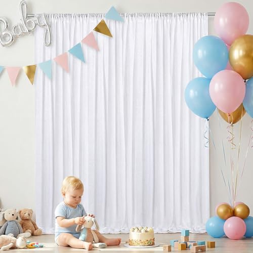 Image of White Sequin Backdrop Curtains-1 Panel 5FTx8FT White Backdrop for Wedding, Glitter Party Decorations Background Drapes for Birthday Party Anniversary Graduation Photo Booth Decor