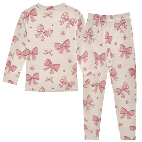 Pajama Sets Long Sleeve Bows with Flower and Star Soft Comfy Sleepwear 2 Piece PJS 3-8T3